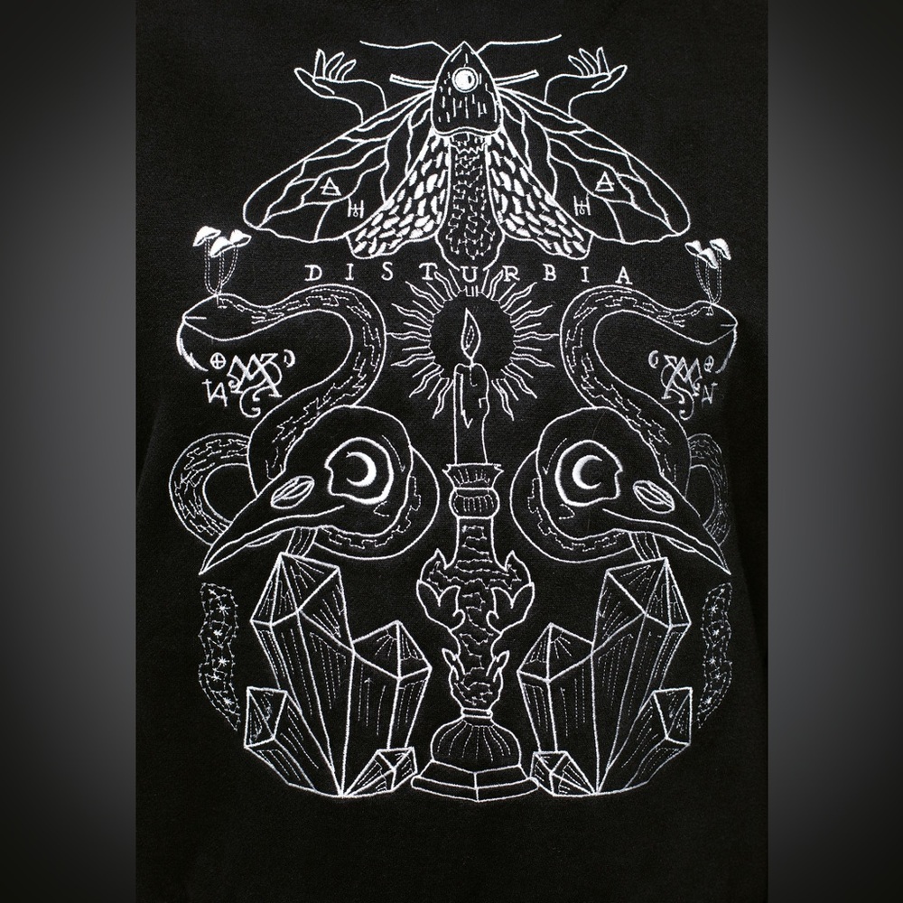 Disturbia Angitia Embroidered Crop Hoody US 2 / UK 6 - Picture 5 of 8